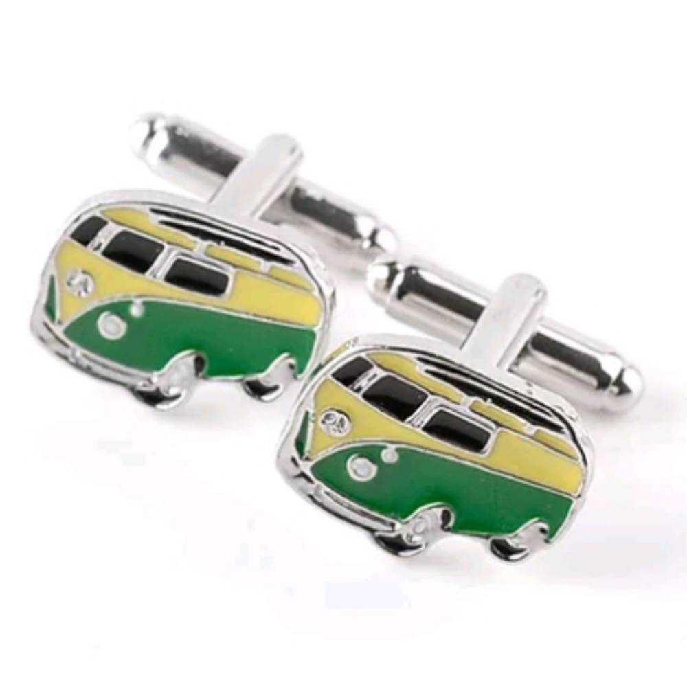Retro Vintage Bus Cuff Links Copper Metal
